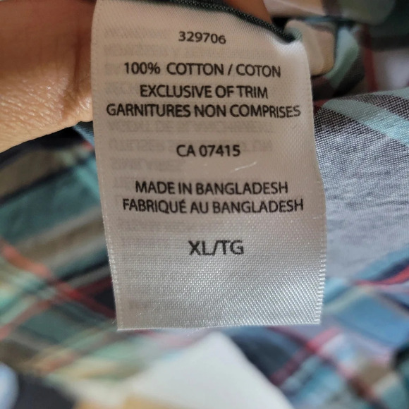 ❤️ 3 for $35 vintage Nautica men short sleeve button down plaid checked shirt XL - Picture 5 of 6